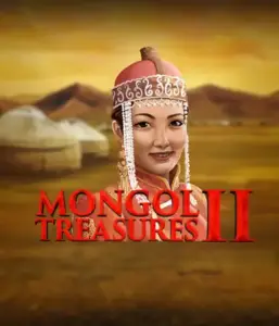 Step into the vibrant culture of Mongolia with Mongol Treasures 2 slot by Endorphina, highlighting a beautiful Mongolian woman clothed in traditional attire against a sunset-lit Mongolian steppe backdrop. This image evokes the essence of Mongolian culture, providing a distinctive gaming experience. 