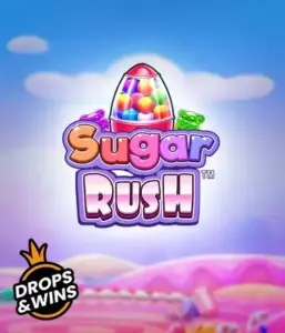 Enjoy the colorful world of the Sugar Rush slot game by Pragmatic Play, featuring a vibrant candy dispenser set against a dreamy candy landscape. This image evokes the joy and thrill of the game, highlighted with multicolored candies and charming typography. Ideal for players seeking a sweet adventure, delivering hours of fun. 